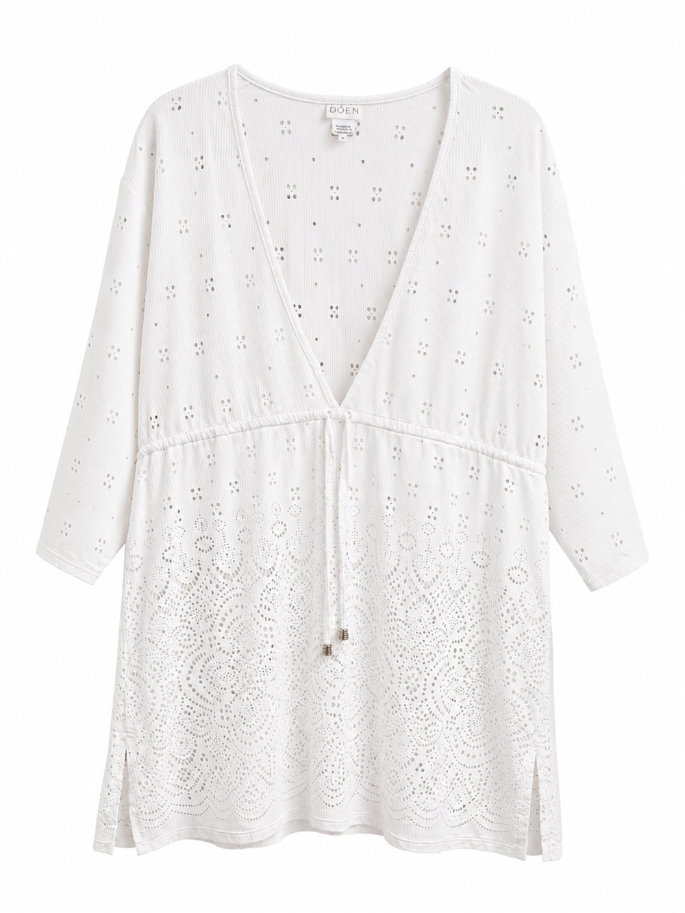 Dotti Women’s White Eyelet Lace Cover-Up Tunic Dress. Size: Medium